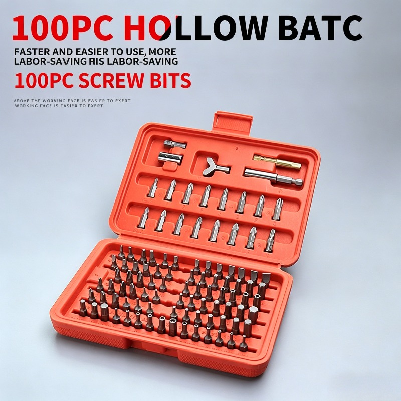 Car Workshop Tools Kit - 100PCS Set Mata Obeng, Kit Mata