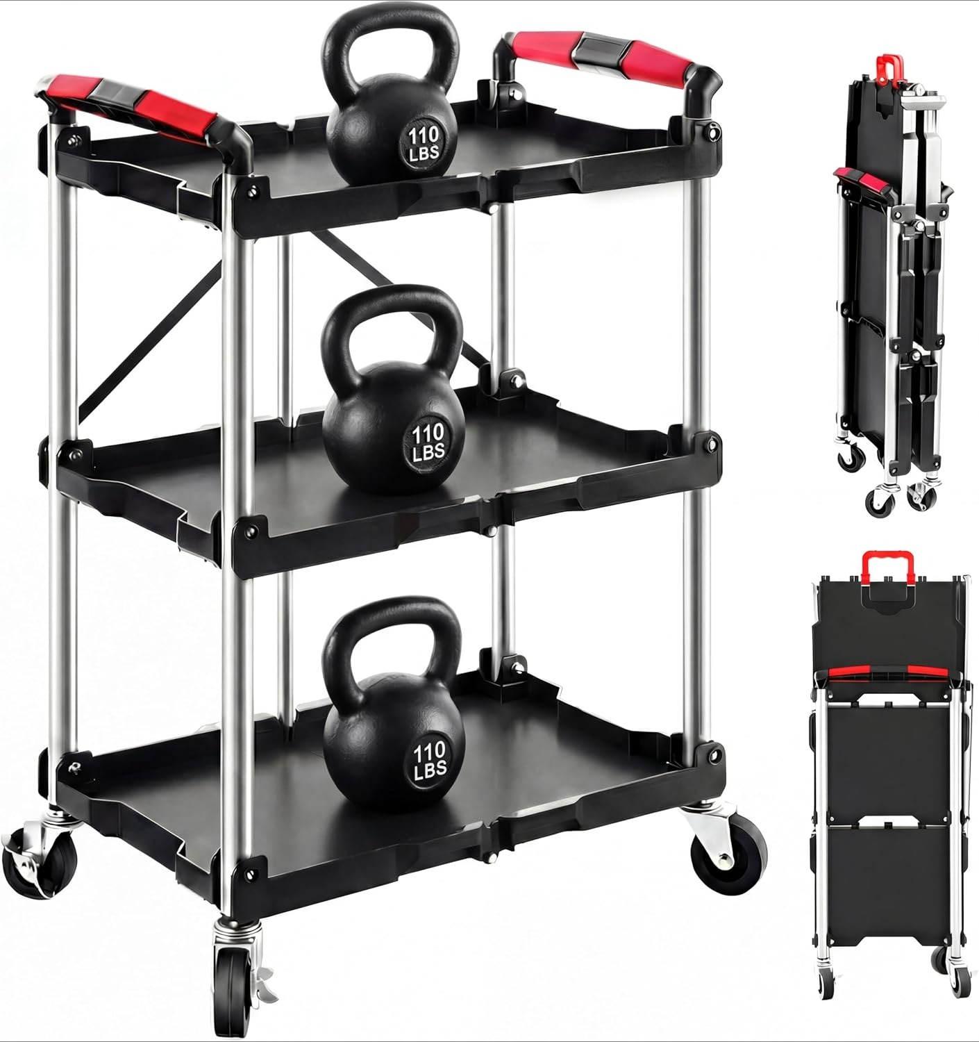 Tools For Garage Workshop - Troli Utilitas Lipat 3 Rak dengan