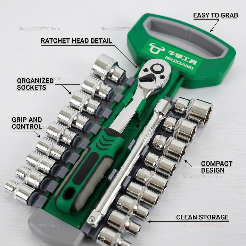 Set Soket Ratchet 1/4 3/8 Inci - Car Workshop Tools Kit ulasan dan harga