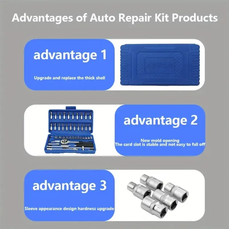Set Kunci Soket Otomotif 46-in - Car Workshop Tools Kit ulasan dan harga