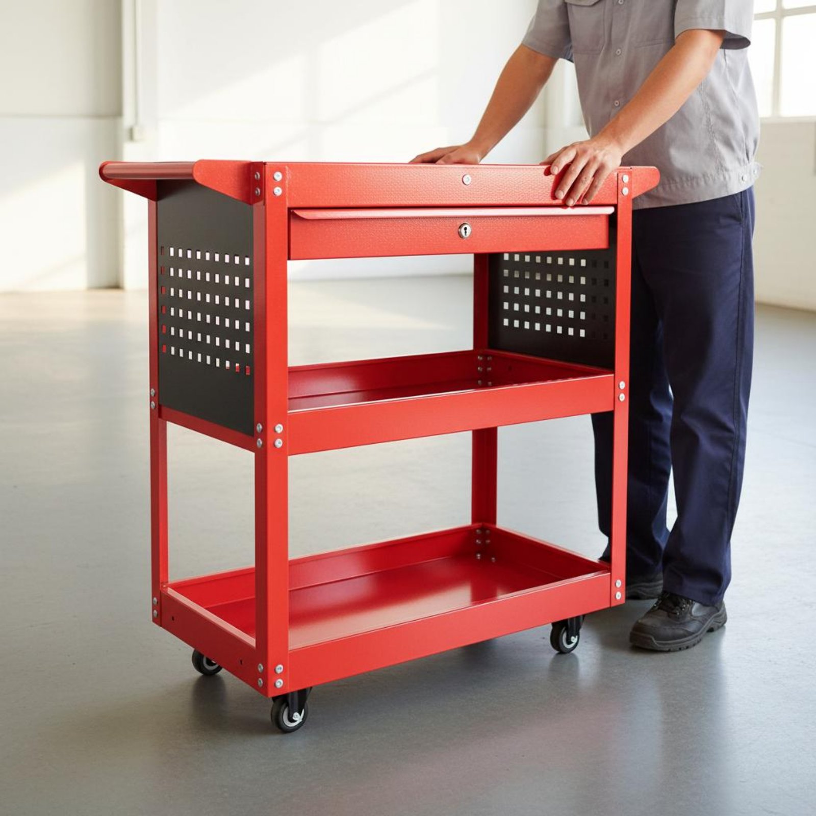 Troli Perkakas 3 Tingkat Pelat - Tools For Garage Workshop ulasan dan harga