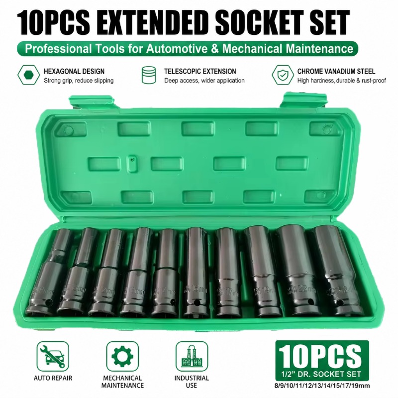 10Pcs Set Soket Impact Metrik  - Car Workshop Tools Kit ulasan dan harga
