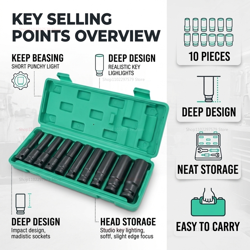 10pcs Set Kunci Soket 8-24mm A - Car Workshop Tools Kit ulasan dan harga