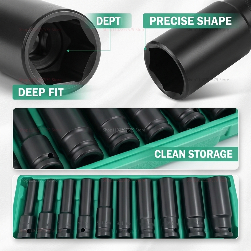 10pcs Set Kunci Soket 8-24mm A - Car Workshop Tools Kit ulasan dan harga