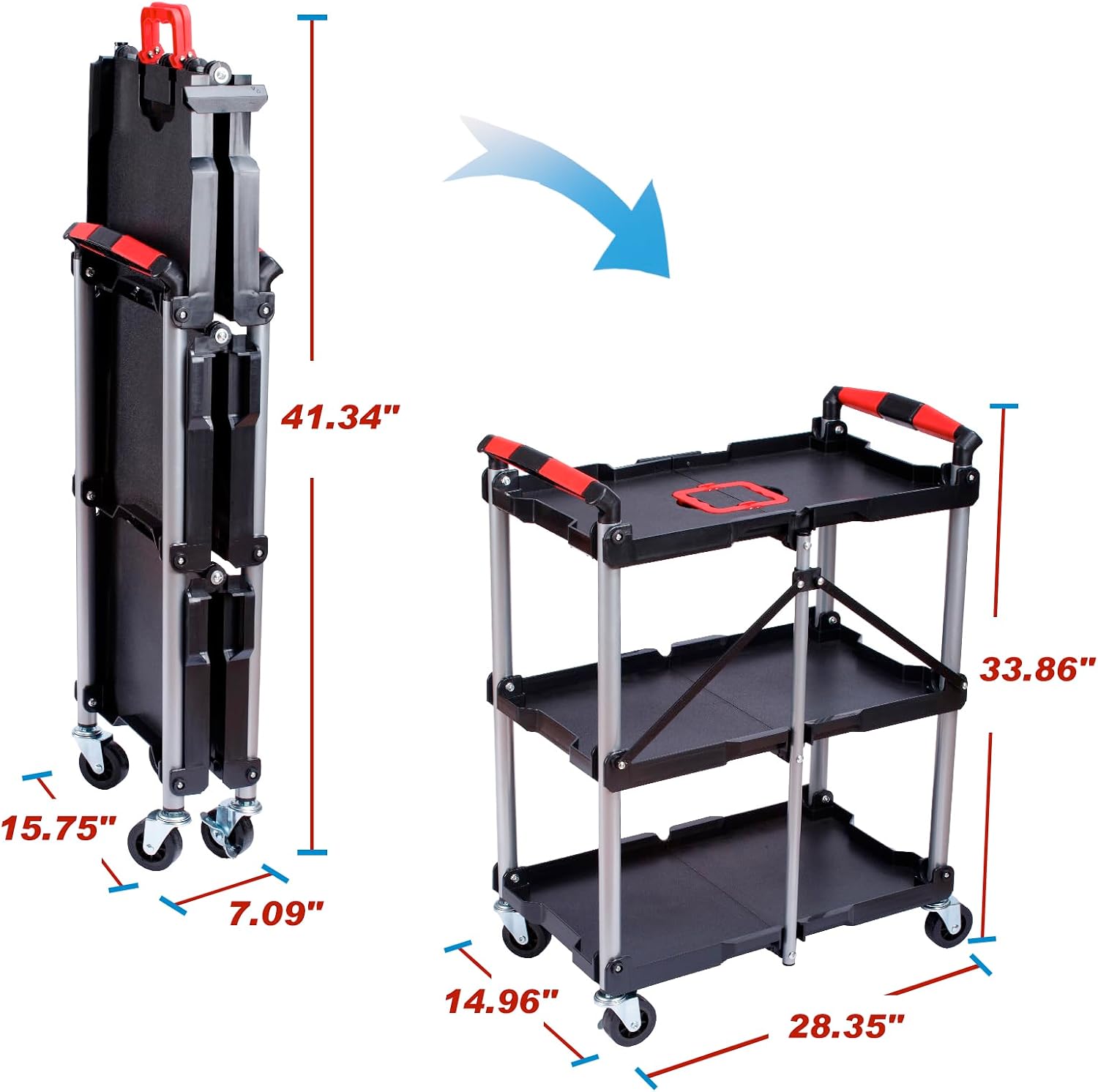 Troli Utilitas Lipat 3 Rak den - Tools For Garage Workshop ulasan dan harga
